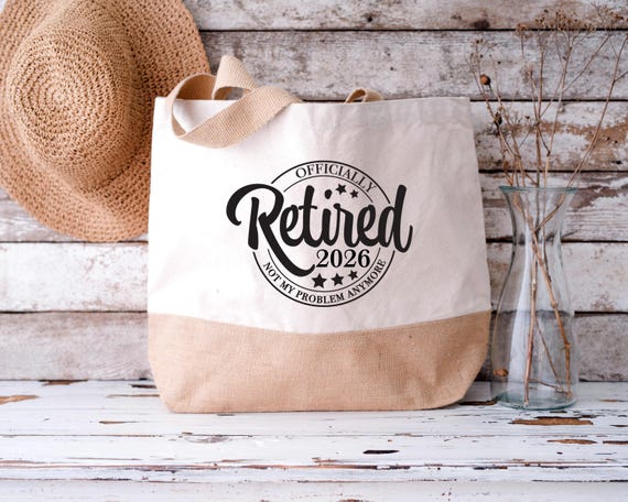 Personalised Retirement Jute Tote Bag | Custom Retired 2026 Gift | Leaving Work Present | Eco Friendly Shopping Bag | Unique Retirement Gift