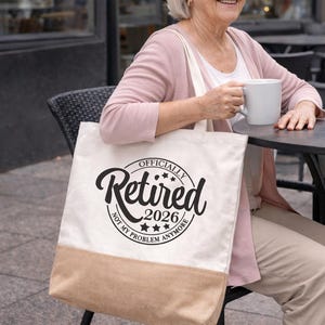 Personalised Retirement Jute Tote Bag | Custom Retired 2026 Gift | Leaving Work Present | Eco Friendly Shopping Bag | Unique Retirement Gift Bild 4