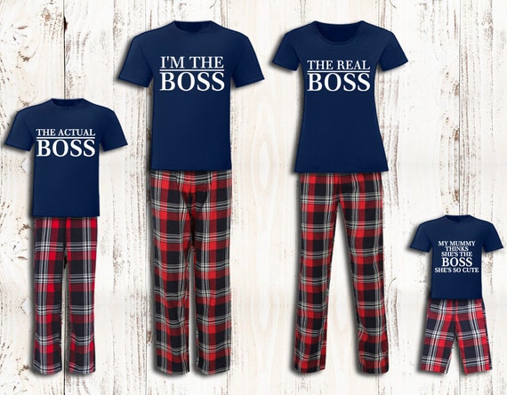 Personalised Pyjamas Matching Pyjamas the Boss the Real Boss - Etsy