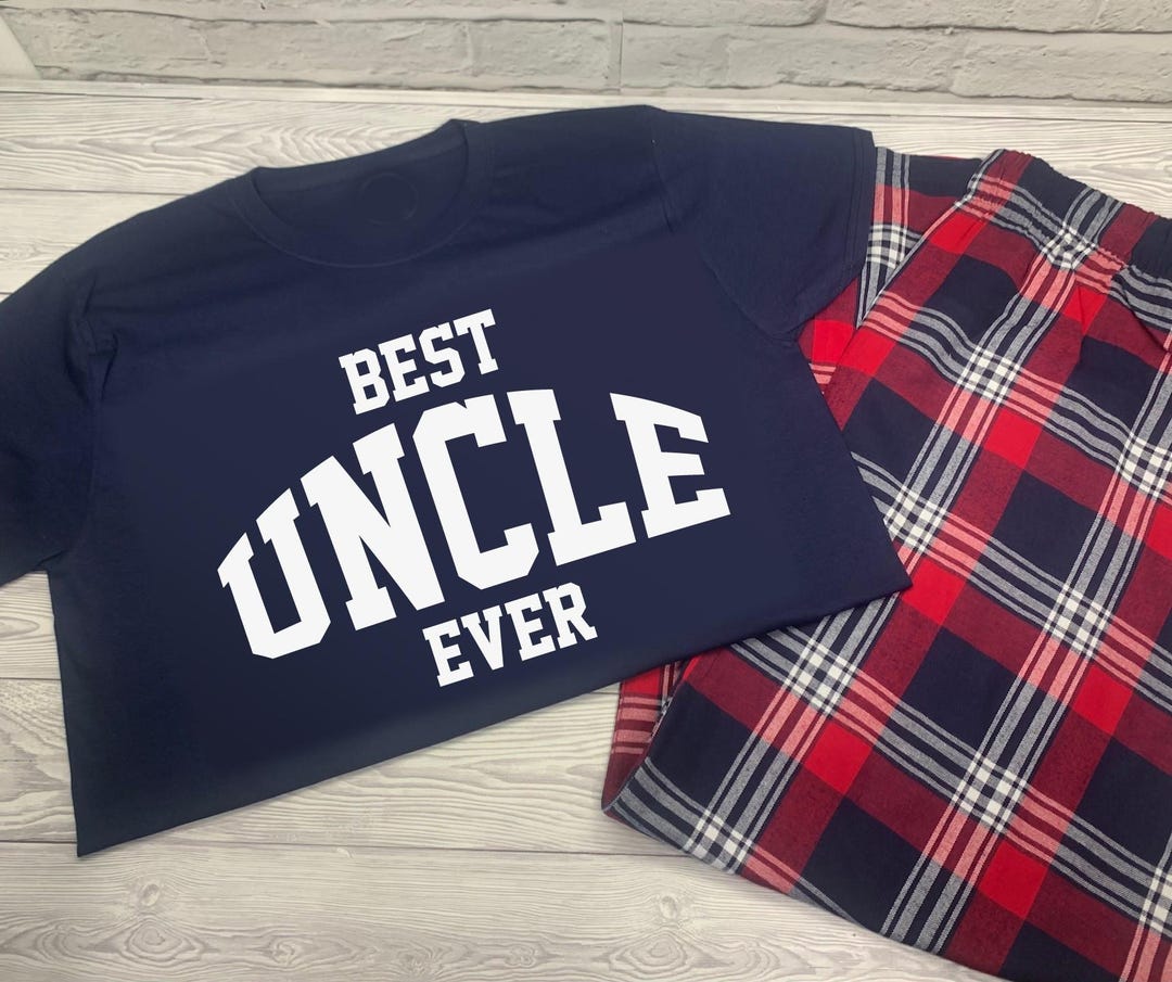 Personalised Best Uncle Ever Pyjamas Custom Red Navy Tartan Loungewear ...