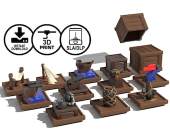 Ship Modification and Special Weapon Tokens compatible with Merchants and Marauders (STL file download)