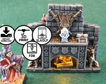 Light up Fireplace for use with HeroQuest (STL file download)