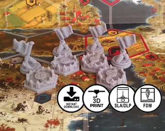 Scythe Invaders from Afar Traps and Flags (STL file) for use with Scythe the Board Game