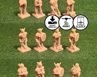 Mini Vikings ideal for game "A Feast for Odin" (STL file download)