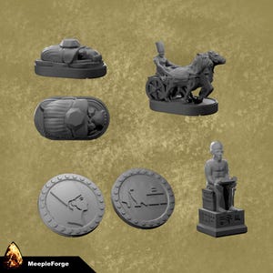 Imhotep A New Dynasty - Tokens - Imhotep, Chariot, Scarab and Coin (STL file download)