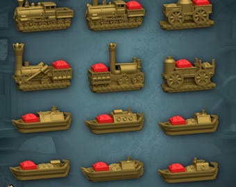 Brass Lancashire and Birmingham Trains and Boats for Resin or Filament Printers