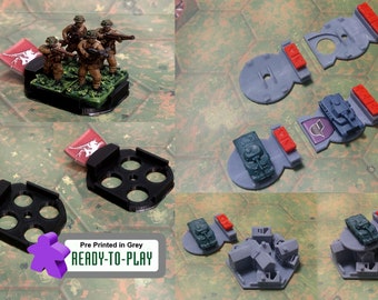 Memoir44 - Infantry and Armour Movement Trays  (Pre-Printed in Grey Resin)