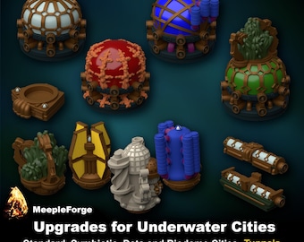 3D Printable Cities and Buildings for use with Underwater Cities Board Game (STL Files)