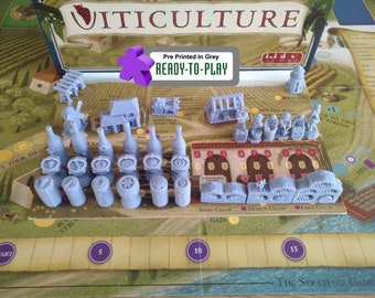 Viticulture Essential Edition Upgraded Workers, Buildings and Other Tokens Pre-Printed in Grey Resin