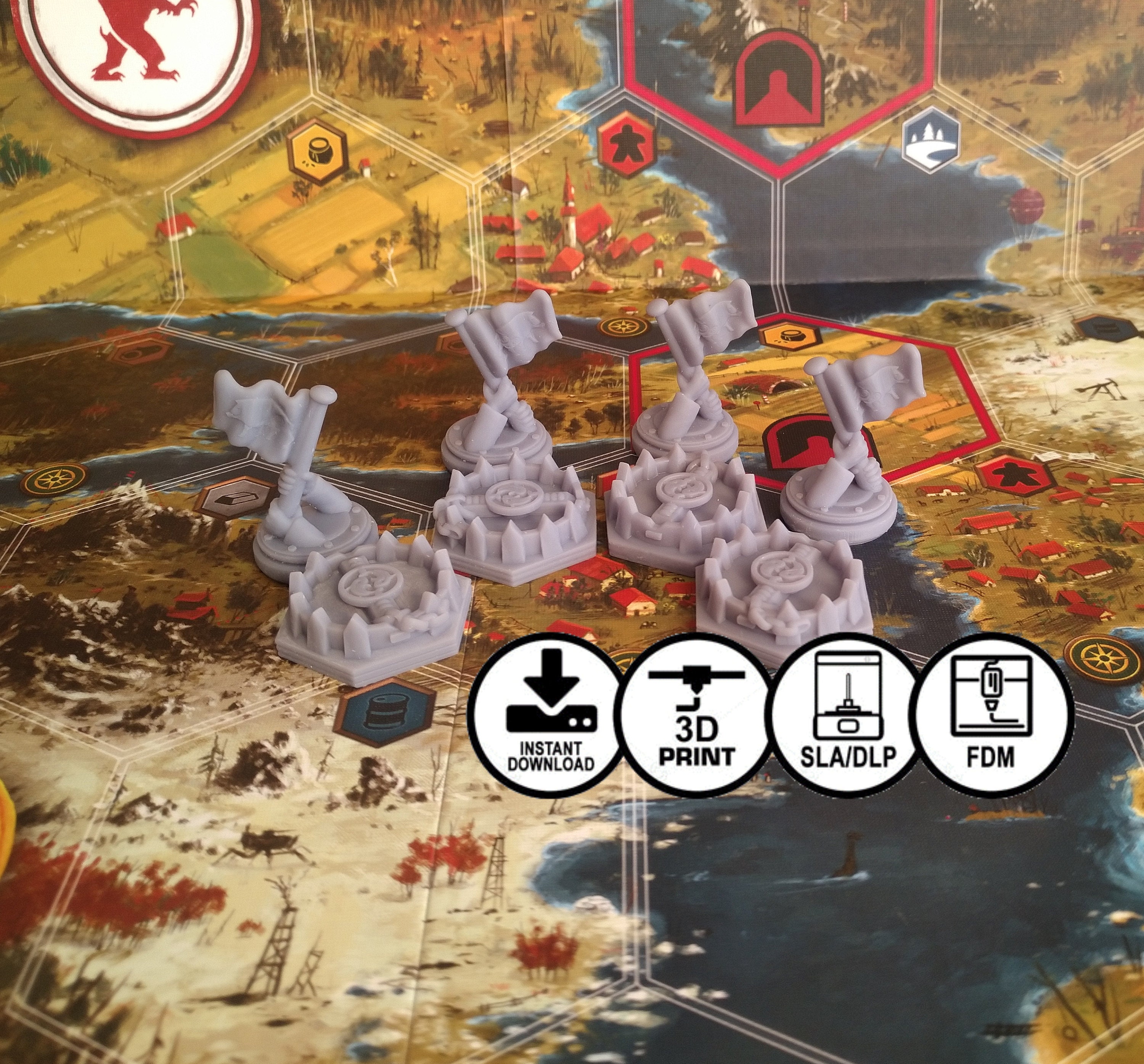 Scythe Invaders from Afar Traps and Flags STL file for use | Etsy