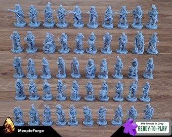 Expeditions Upgraded Workers (50 pieces) Pre-Printed Grey Resin - (3D Printed in the UK)