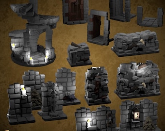 Stairs Down, Doors and Blocked Passageway for use with HeroQuest, DnD or RPG games
