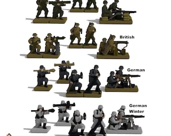 Infantry WW2 Special Weapon teams 1:72 Scale - Pre Printed in Grey Resin