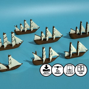 Sailing Ships compatible with Merchants and Marauders (STL file download)