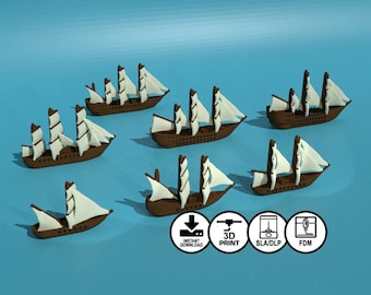 Sailing Ships compatible with Merchants and Marauders (STL file download)