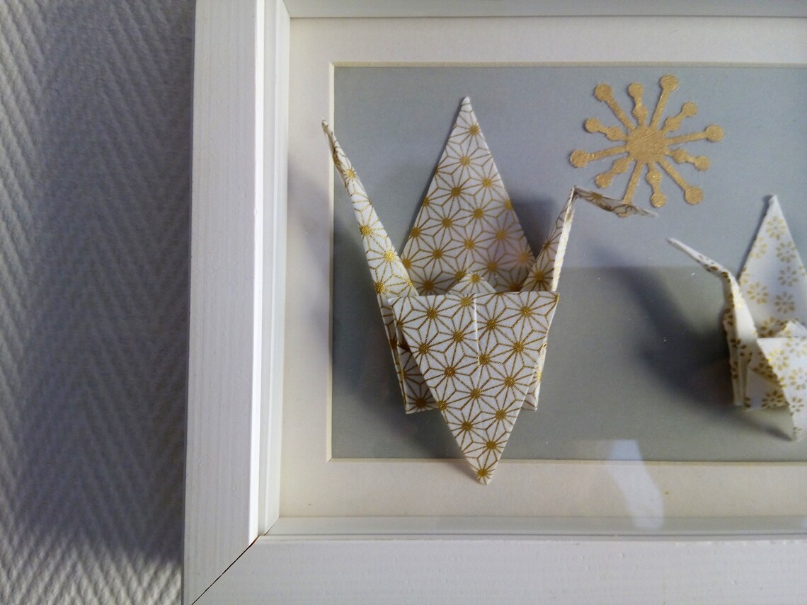 Origami paper crane frame/origami bird framed/origami shadow Etsy