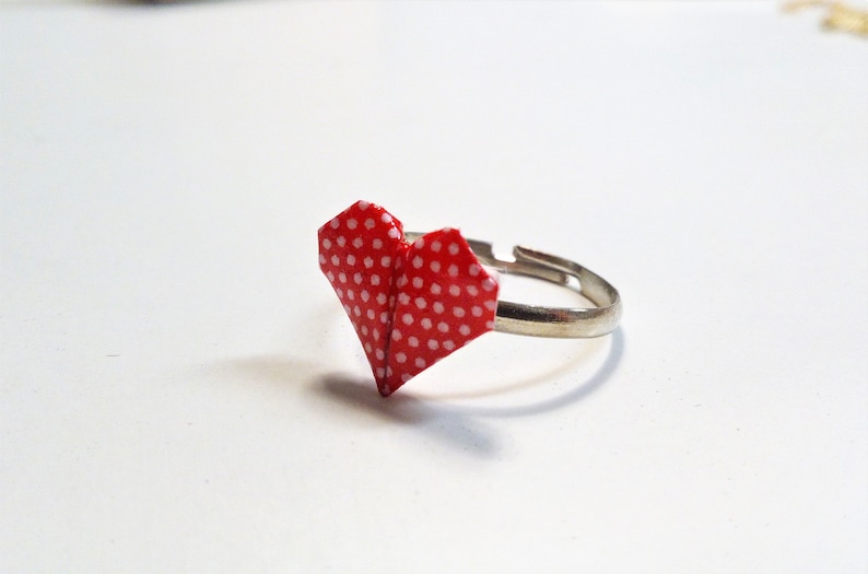 Bague origami cœur rouge réglable bague amour cadeau Etsy
