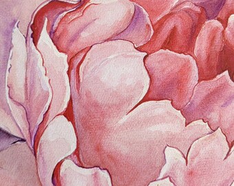Pink Flower Notecard 4x6 with Kraft Envelope - from an original watercolor by Duckydaddles