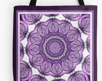 Lavender Glass Kaleidoscope Tote Bag from an original photograph by Duckydaddles - Medium Size Canvas Bag 16 X 16 - Original art