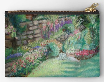 Bottom Tier Garden Small Zippered Pouch - 6x4 - Original art- from an original pastel drawing by Duckydaddles