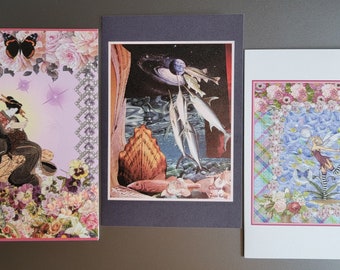 Whimsy Notecards 4X6 with Kraft Envelopes - 3-Pack