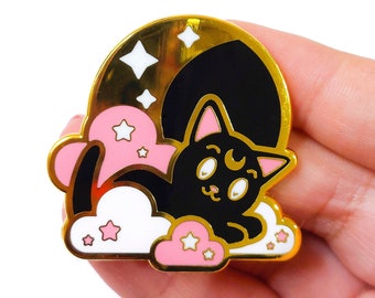 Sailormoon Luna Svart Katt Måne och Stjärnor Hård Emalj Pin