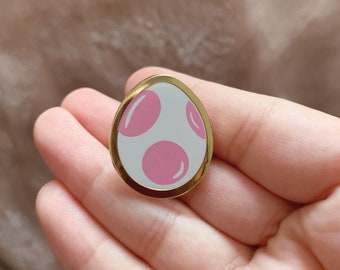 Rosa Yoshi-ägg Hård guld emaljnål