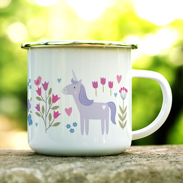 Unicorn Emaille Mok