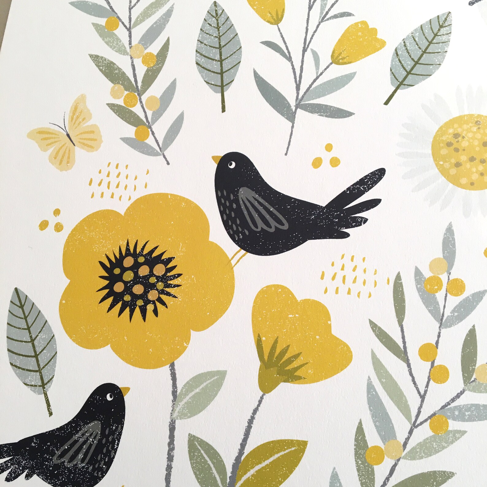 Blackbird Floral A4 high quality gift print Etsy