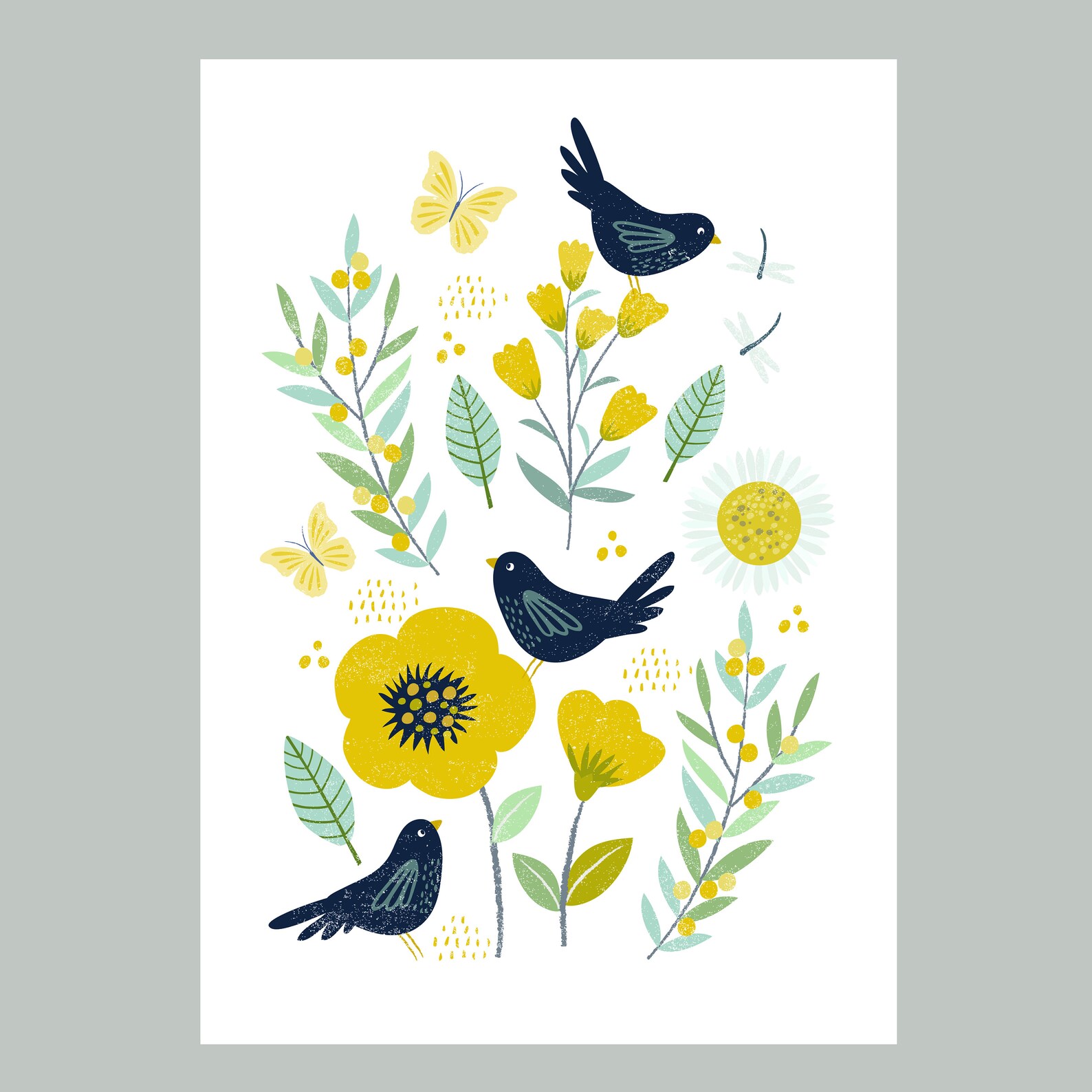 Blackbird Floral A4 High Quality Gift Print Etsy