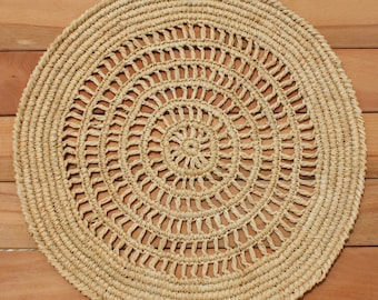 Tous Les Jours Natural Raffia Placemats, Boho Natural Color Woven Placemats, Table Mats for Dining Table