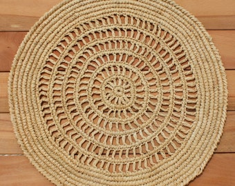 Tous Les Jours Natural Raffia Placemats, Boho Natural Color Woven Placemats, Table Mats for Dining Table