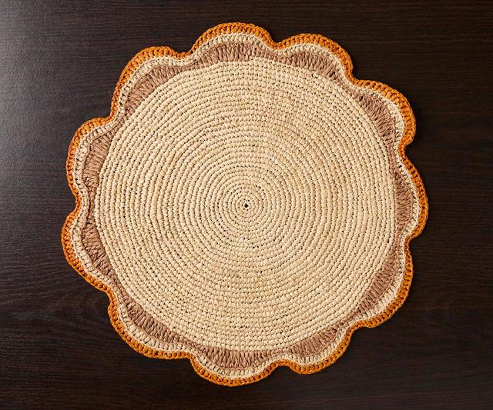 Round Raffia Woven Placemat - Handmade Crochet Style Table Mats for ...