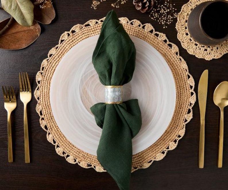Handmade Raffia Placemats 14 Inch Round Rustic Boho Table Decor Eco ...