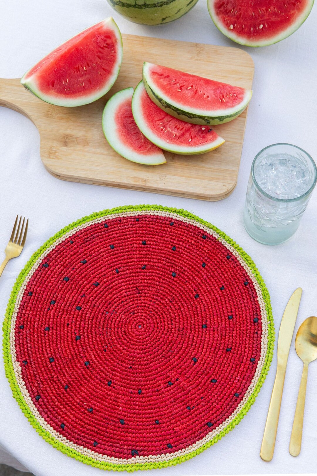 Multicolor Round Watermelon Placemat, Crochet Multiplacemats, Dining