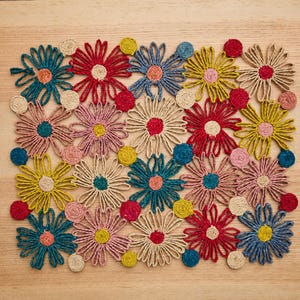 Fleur Multicolor Placemats for table decor, Multicolor Woven placemats, colorful table mats, decorative placemats, Handmade  placemats