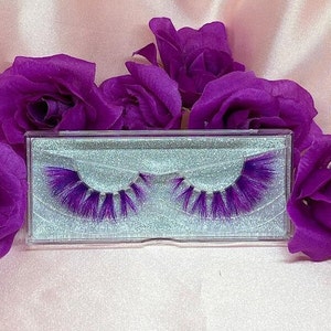 Purple Fake Eyelashes, False Eyelashes, Anime Cosplay, Colored Eyelashes, 3D Eyelashes Extension, Halloween Makeup, Faux Mink