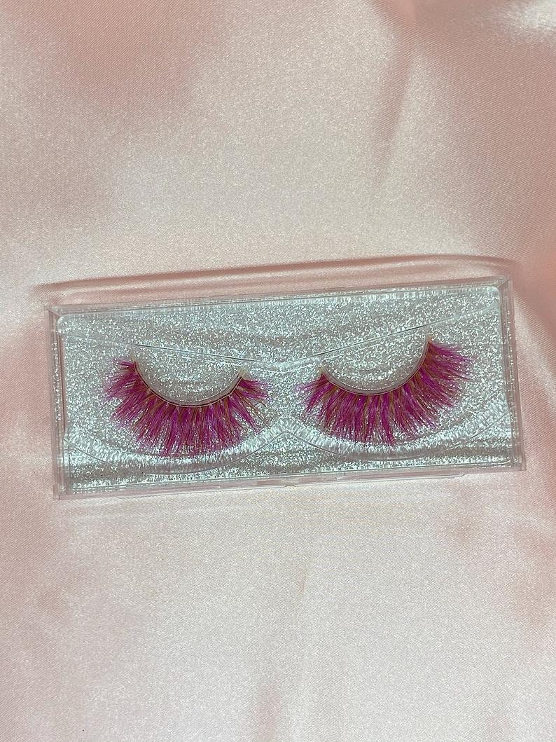 pink eyelash, false eyelash, colored lash, cosplay lash, halloween eyelash, false lash, eyelash extension, color lash, barbie cosplay image 3