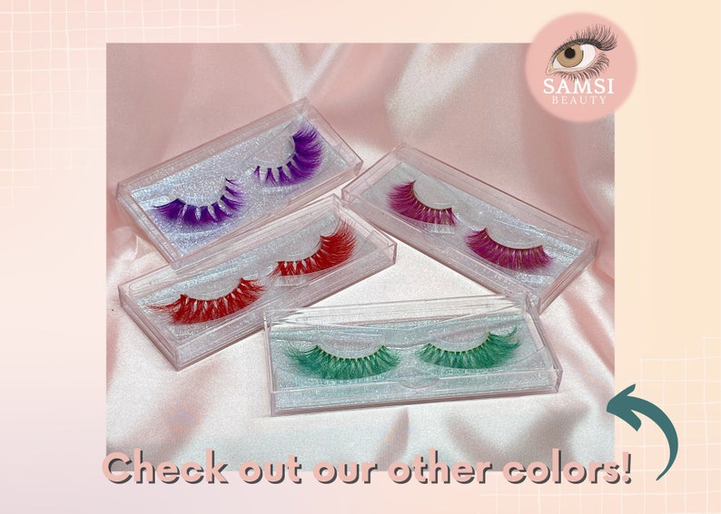 Purple Fake Eyelashes, False Eyelashes, Anime Cosplay, Colored Eyelashes, 3D Eyelashes Extension, Halloween Makeup, Faux Mink image 3