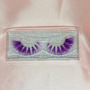 Purple Fake Eyelashes, False Eyelashes, Anime Cosplay, Colored Eyelashes, 3D Eyelashes Extension, Halloween Makeup, Faux Mink image 2