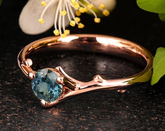 Twig Engagement Ring: Teal Green Sapphire - Recycled Metals