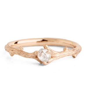 Raw Diamond Ring, Twig Engagement Ring
