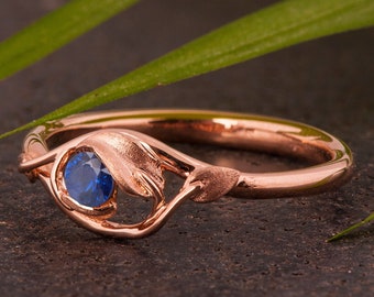 Sapphire Ring, Leaves Engagement Ring