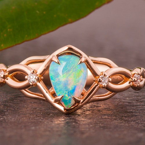 Black Opal Engagement Ring - Etsy