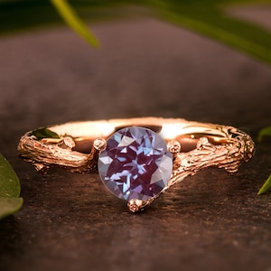 Large Alexandrite Twig Engagement Ring