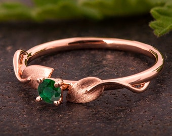 Emerald Ring, Leaves Engagement Ring