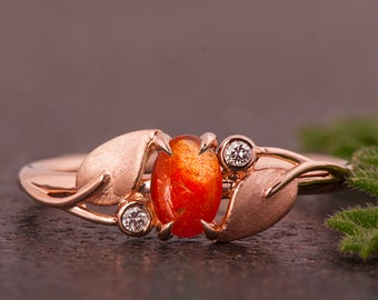 Sunstone Leaves Ring