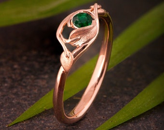 Emerald Ring, Leaves Engagement Ring