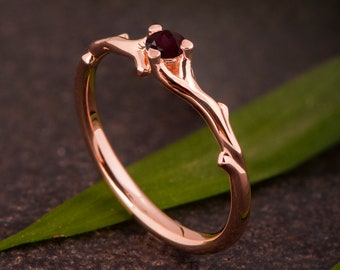 Twig Garnet Ring