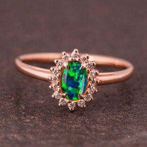 Black Opal Engagement Ring